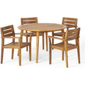 5‑Piece Acacia Wood Patio Dining Set