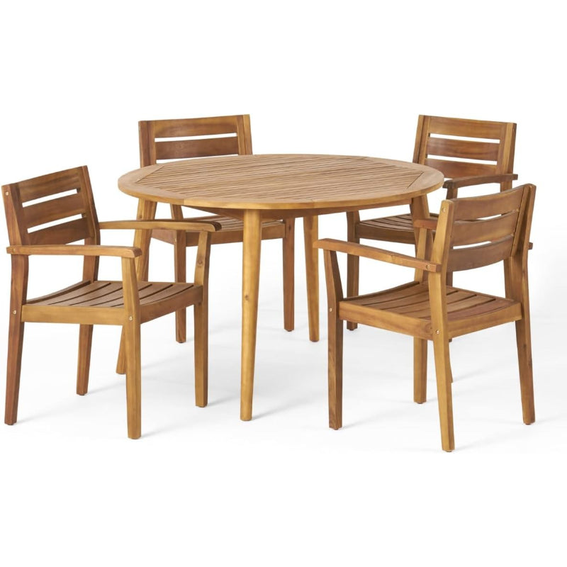 5‑Piece Acacia Wood Patio Dining Set