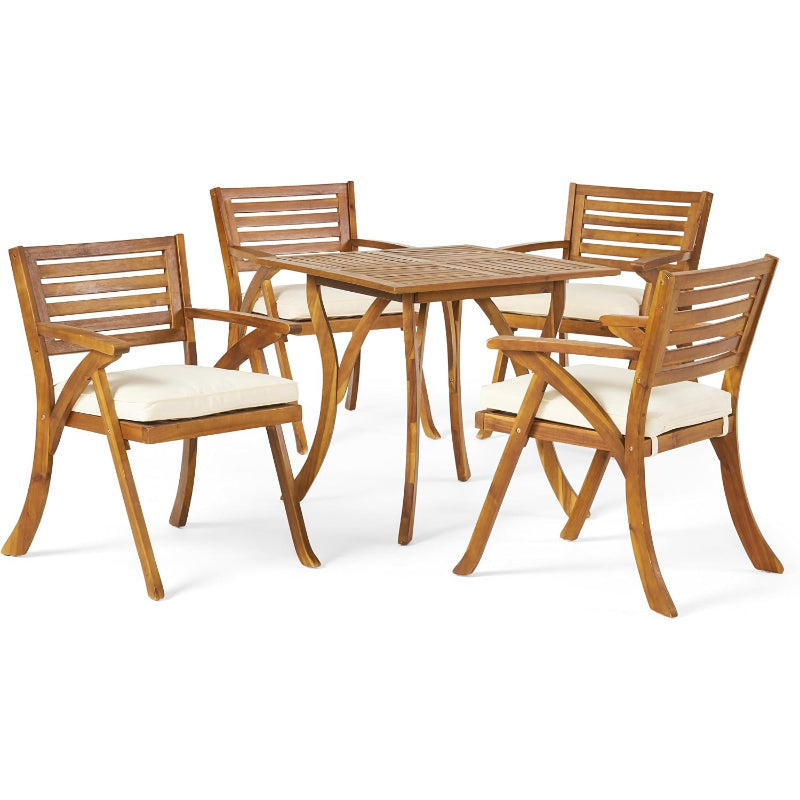 5‑Piece Acacia Wood Patio Dining Set