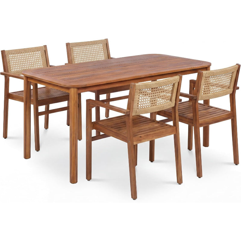 Knight Home Acacia Wood 4‑Piece Patio Dining Set