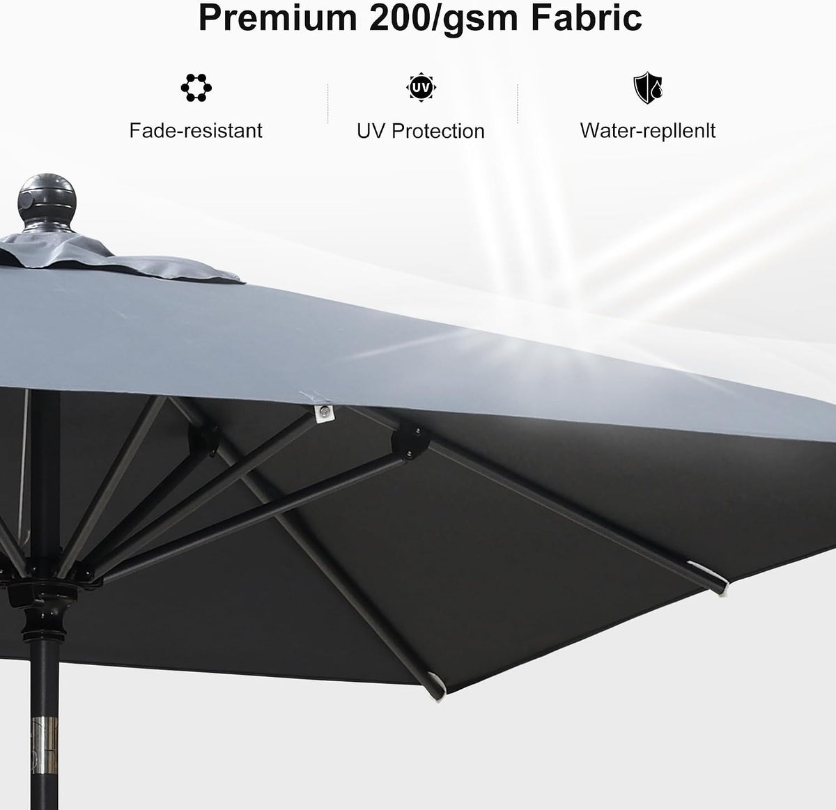 6.5FT Square Dual‑Tilt Patio Market Umbrella