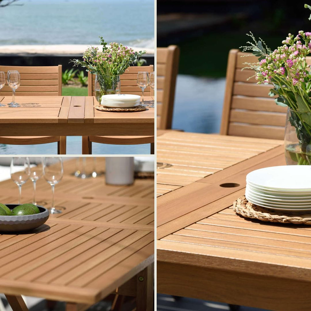 9‑Piece Extendable Teak Patio Dining Set