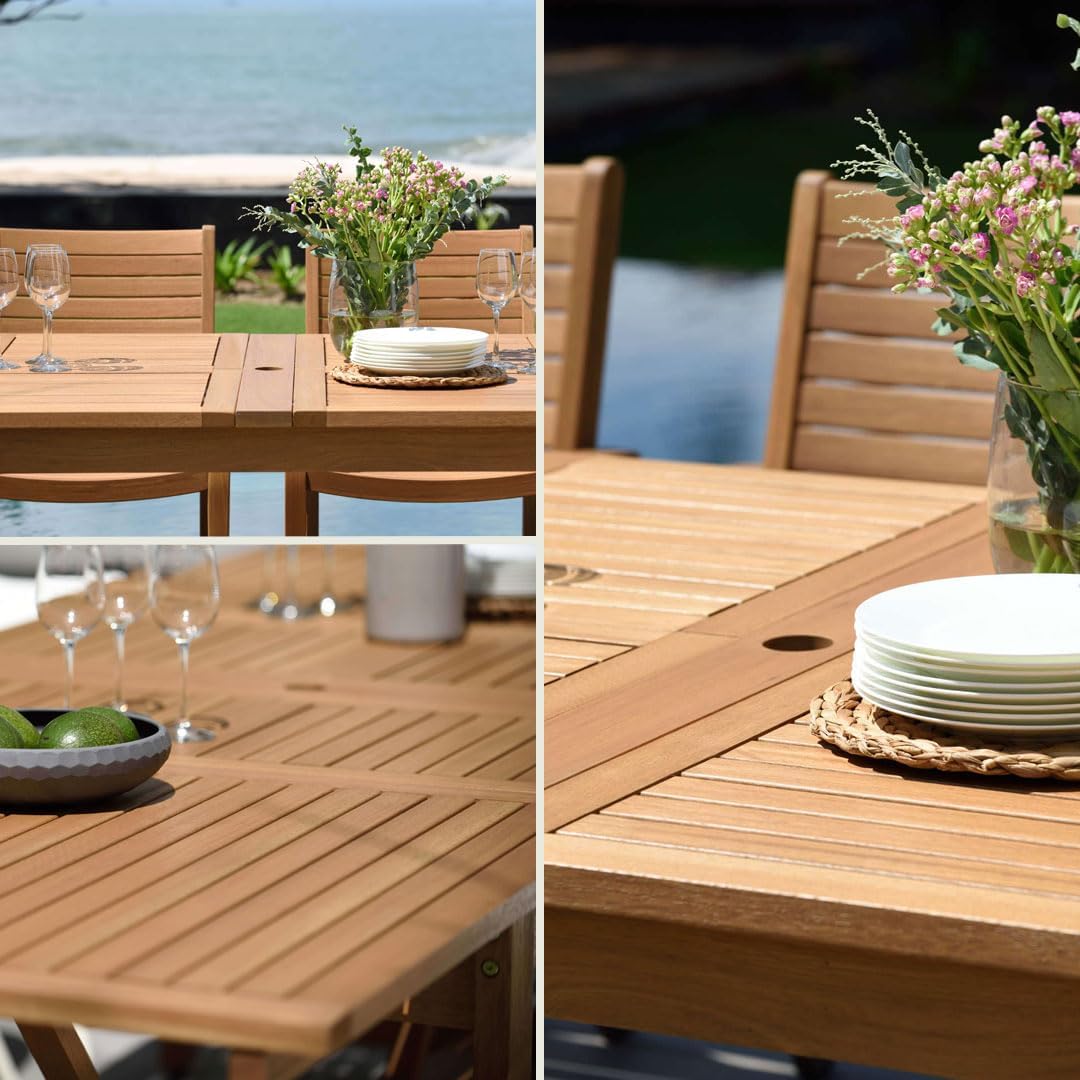 9‑Piece Extendable Teak Patio Dining Set