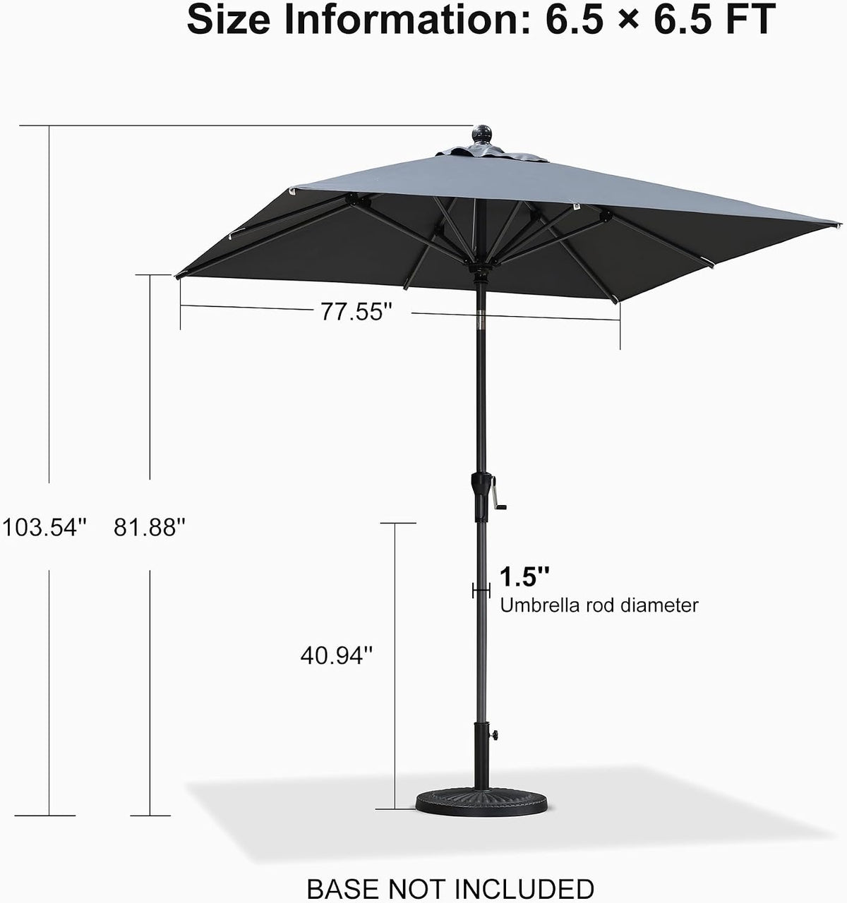 6.5FT Square Dual‑Tilt Patio Market Umbrella