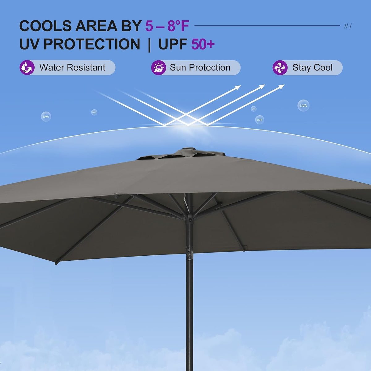 5'x8' Aluminum Patio Umbrella With Base