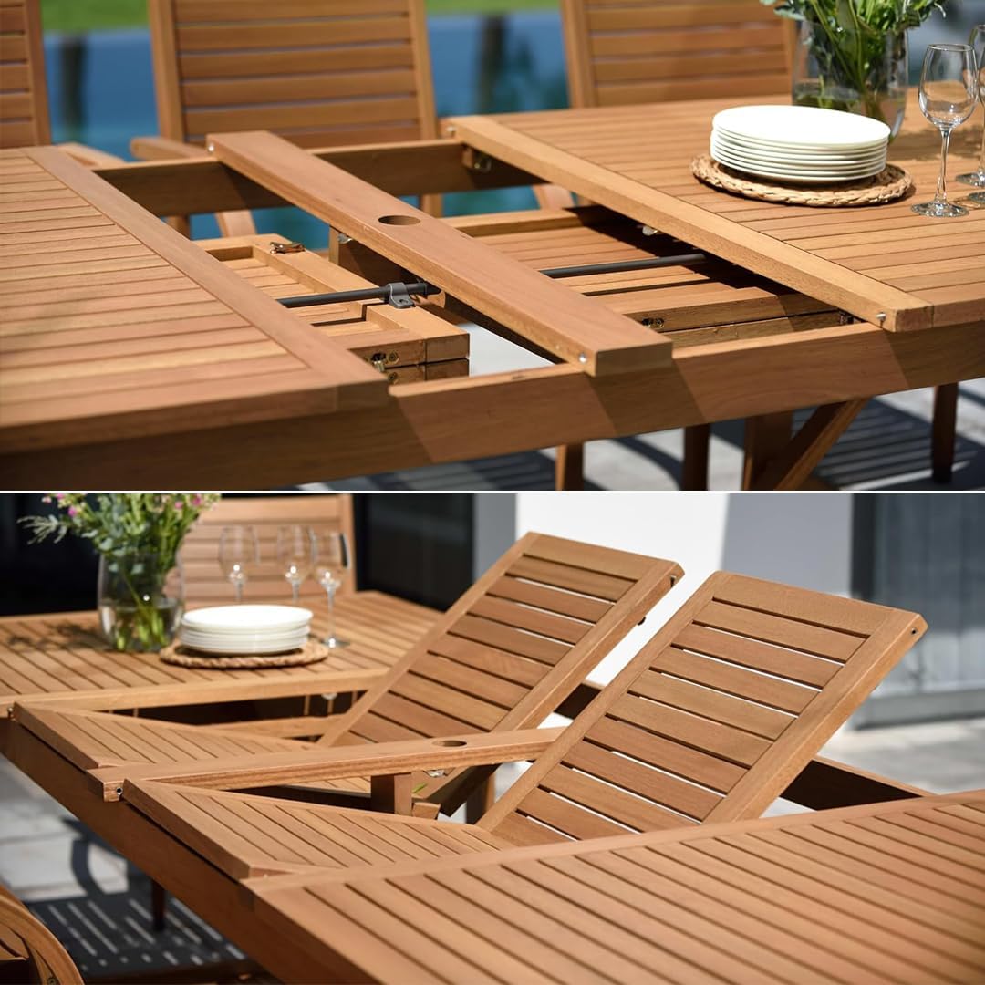 9‑Piece Extendable Teak Patio Dining Set