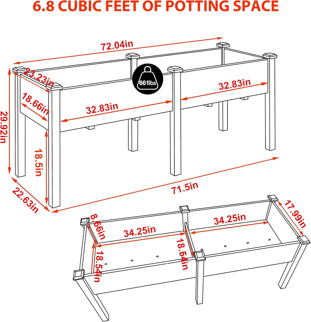 Elevated Wood Raised Garden Bed With Legs