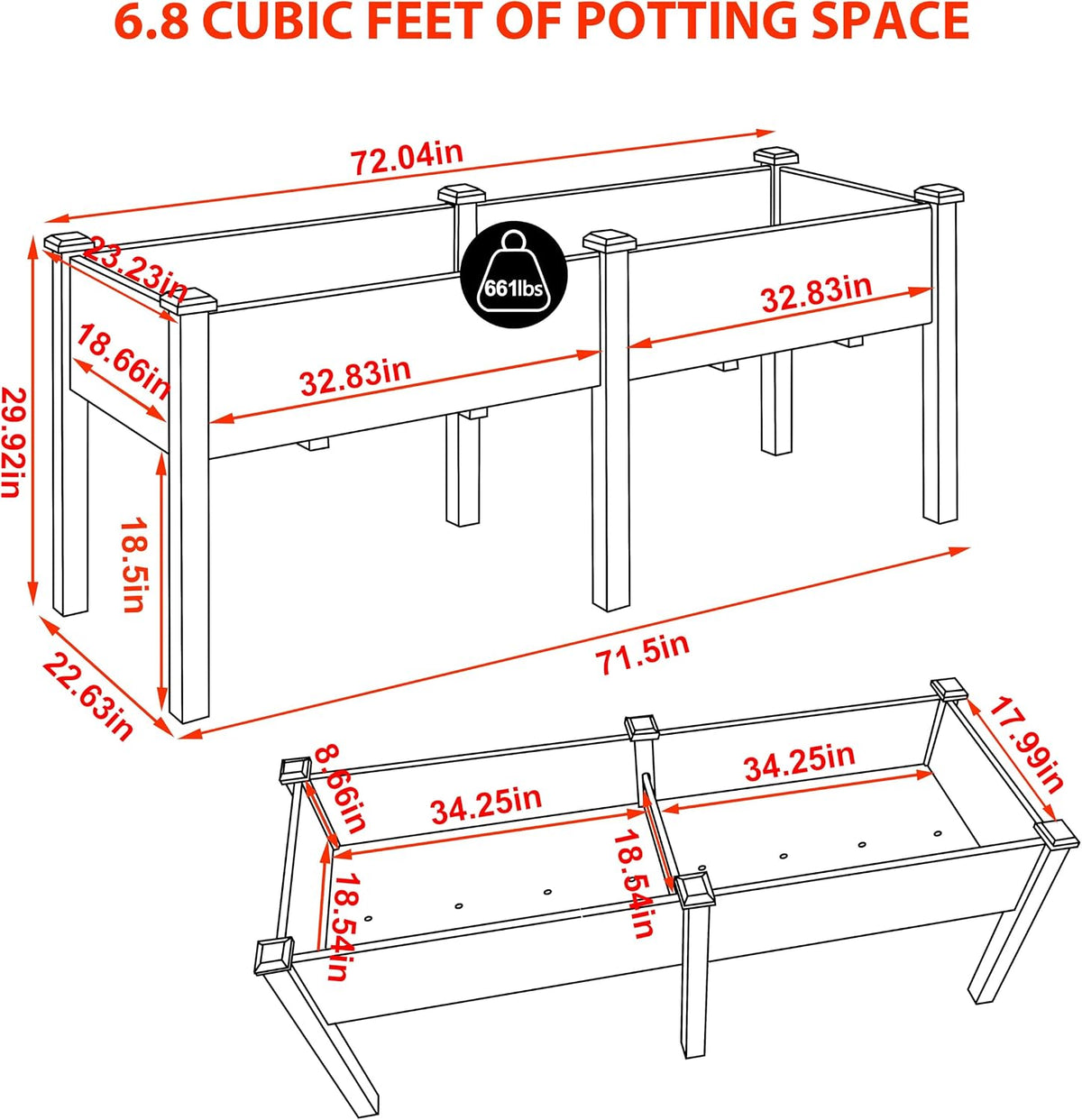 Elevated Wood Raised Garden Bed With Legs