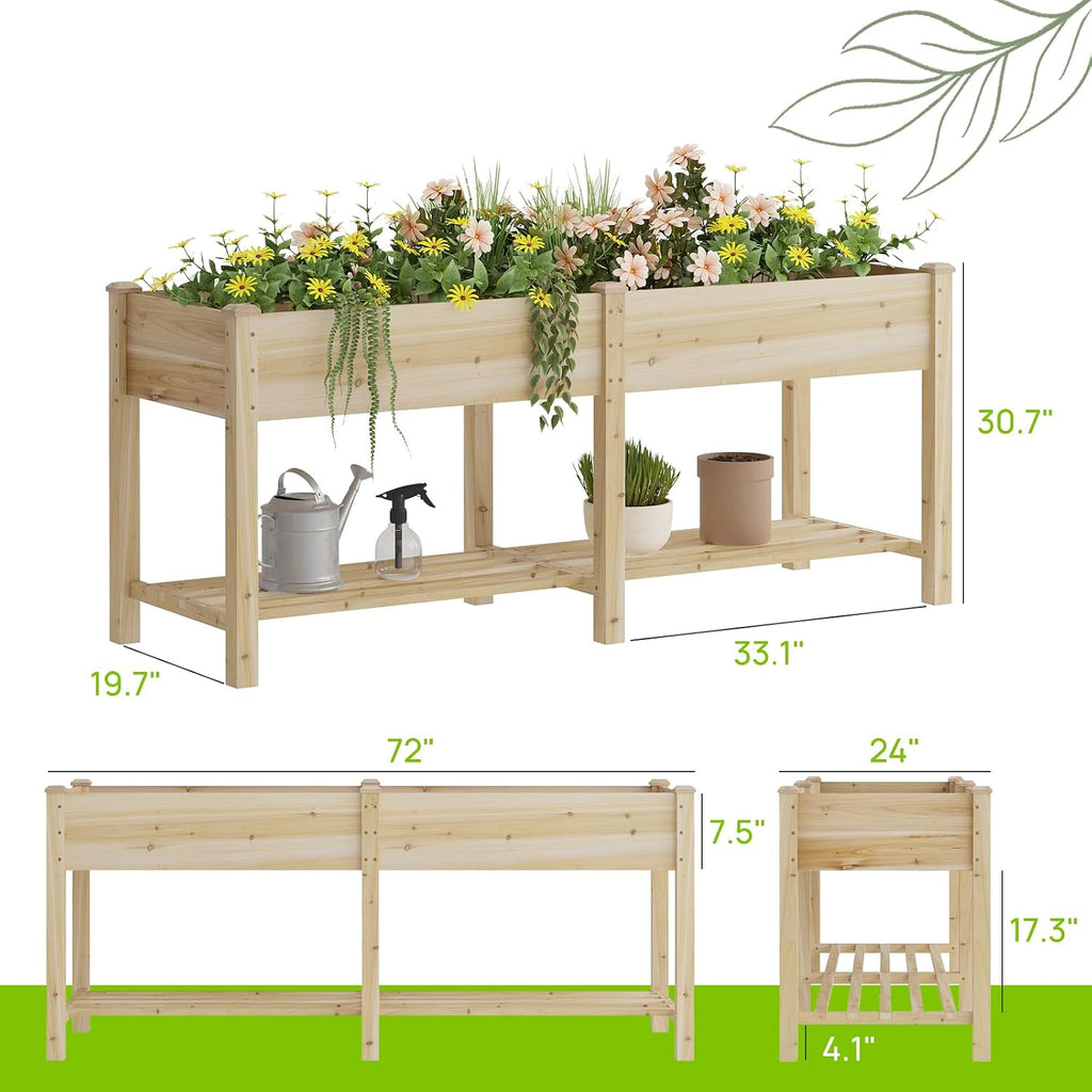 Wood Elevated Raised Garden Bed With Legs