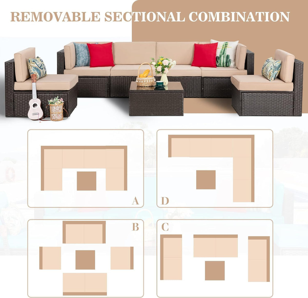 7‑Piece Outdoor Sectional Patio Set