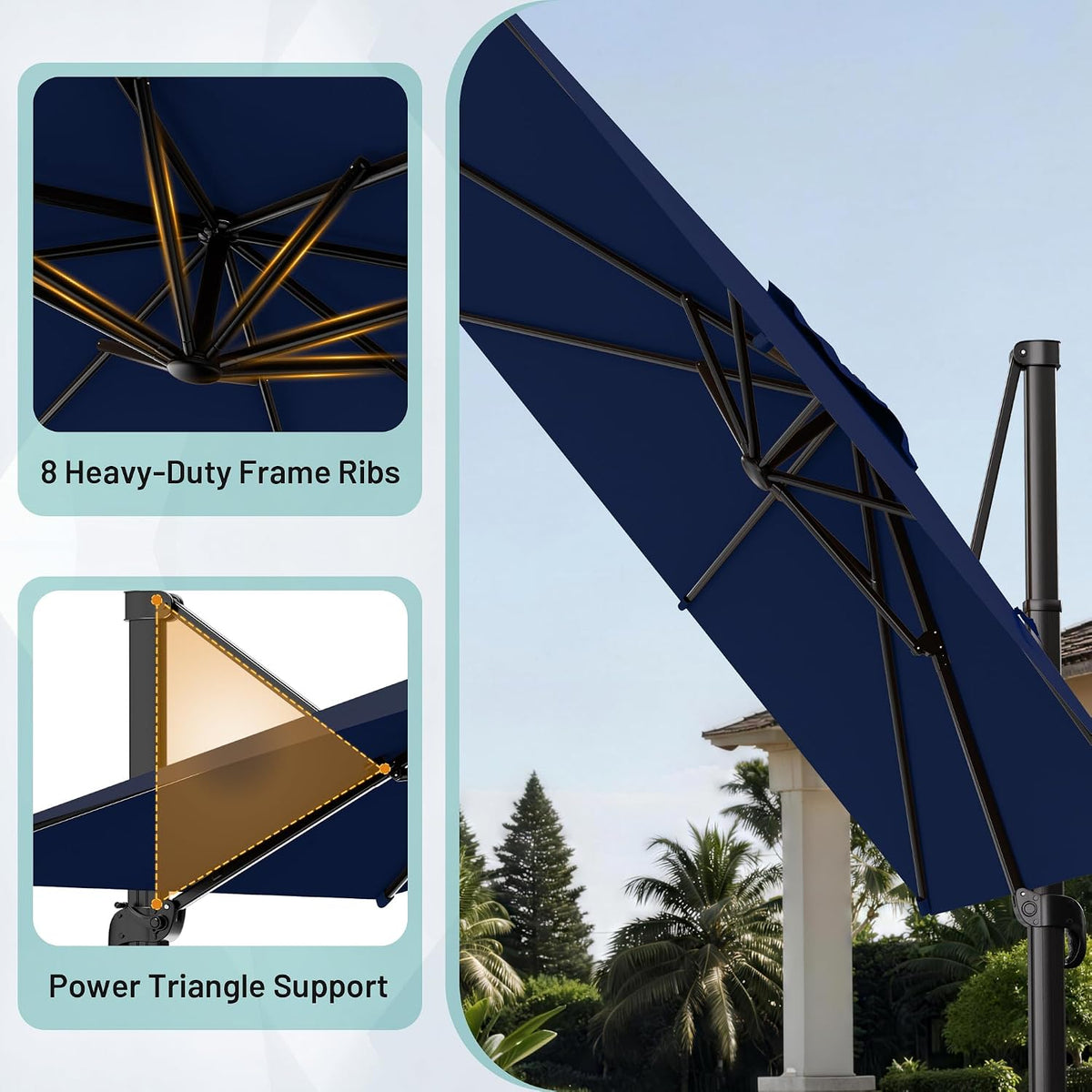10'x13' 360° Rotating Cantilever Umbrella