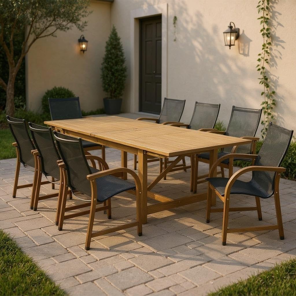 9‑Piece Extendable Teak Patio Dining Set