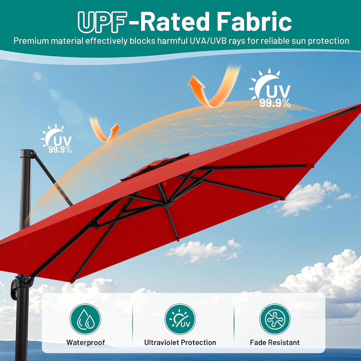 9'x12' 360° Rotating Cantilever Umbrella