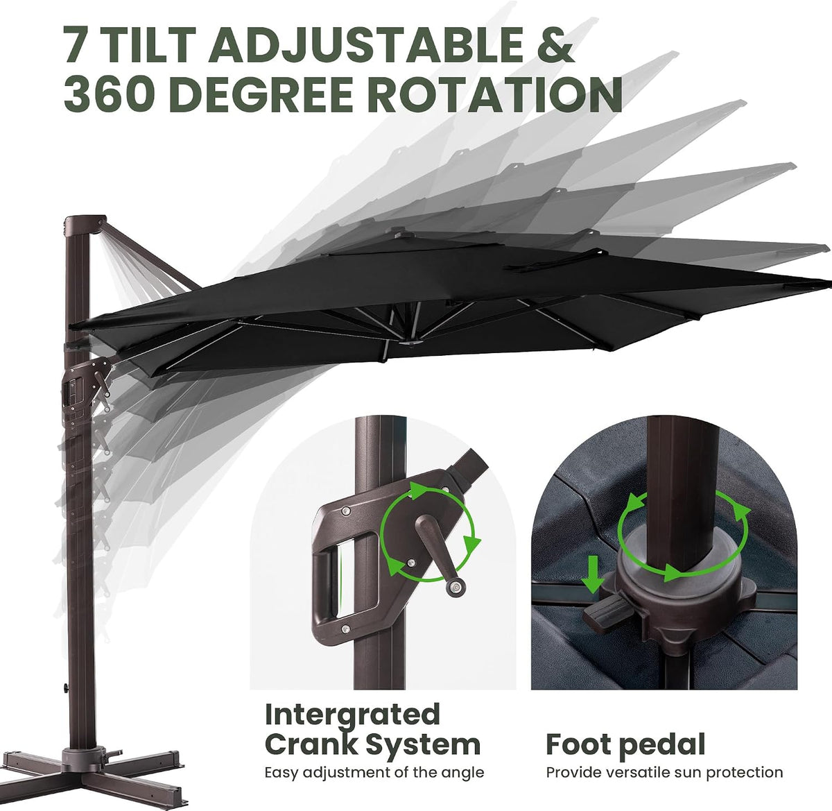 9'x12' Rectangular Cantilever Patio Umbrella