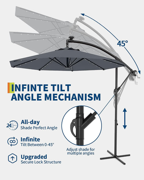 15FT Double‑Sided Solar LED Patio Umbrella