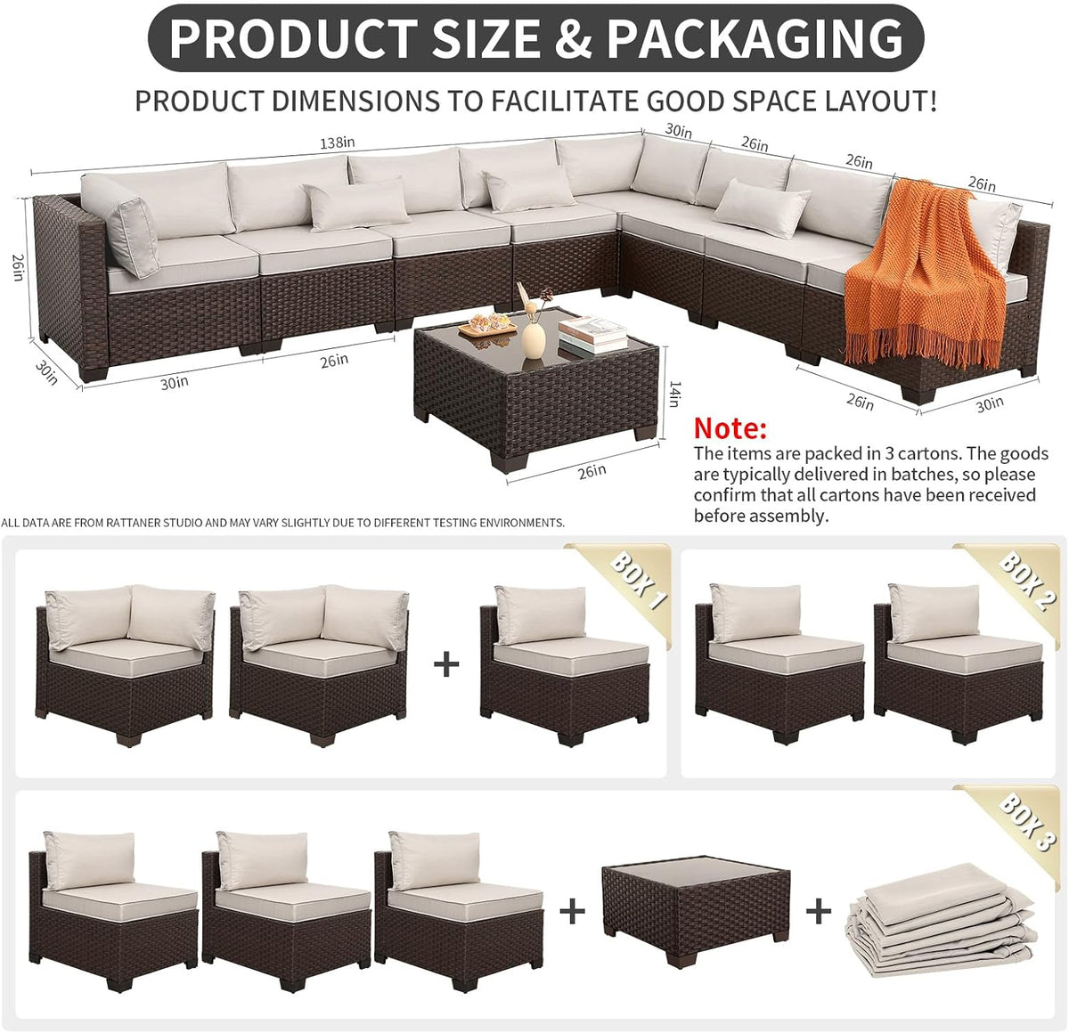 9‑Piece Brown HDPE Wicker Patio Furniture Set