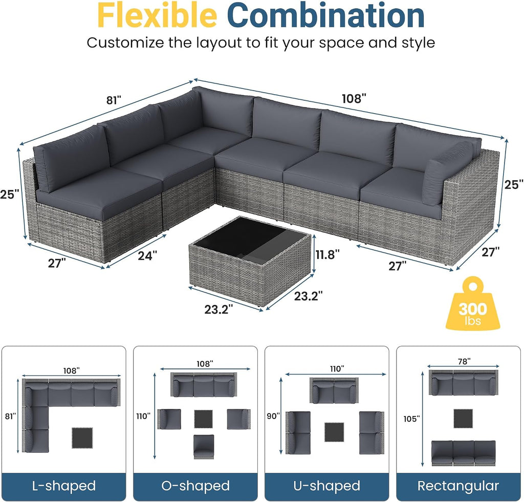 7‑Piece All‑Weather Wicker Patio Furniture Set
