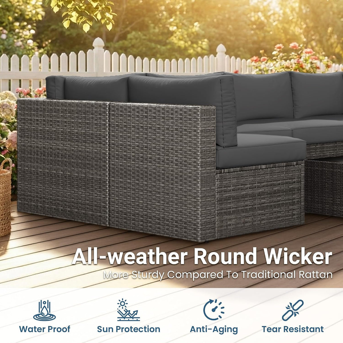 7‑Piece All‑Weather Wicker Patio Furniture Set