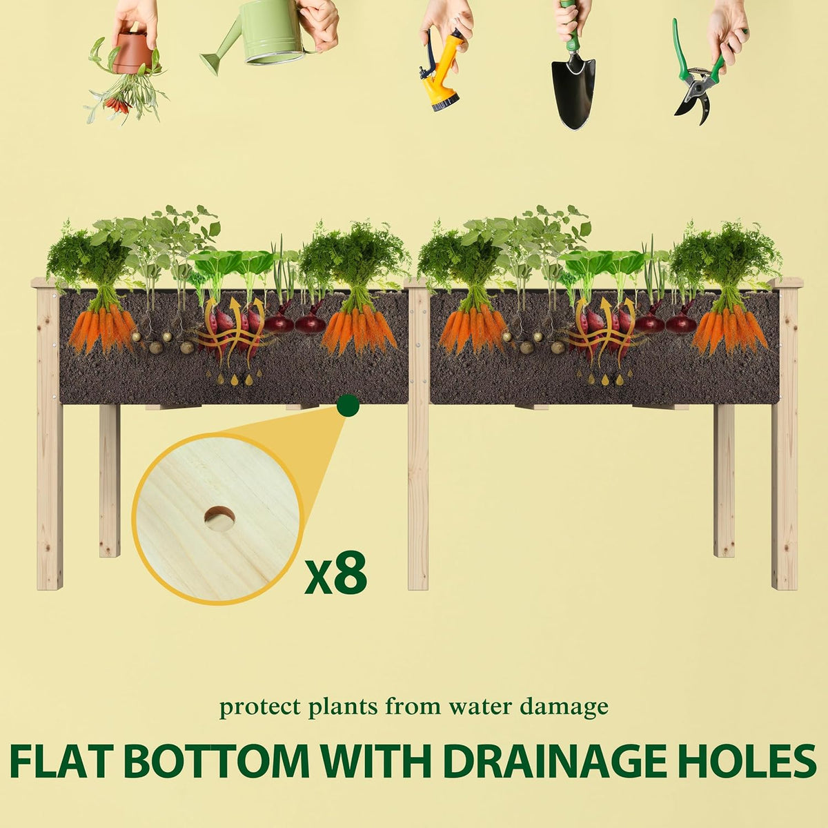 Elevated Wood Raised Garden Bed With Legs