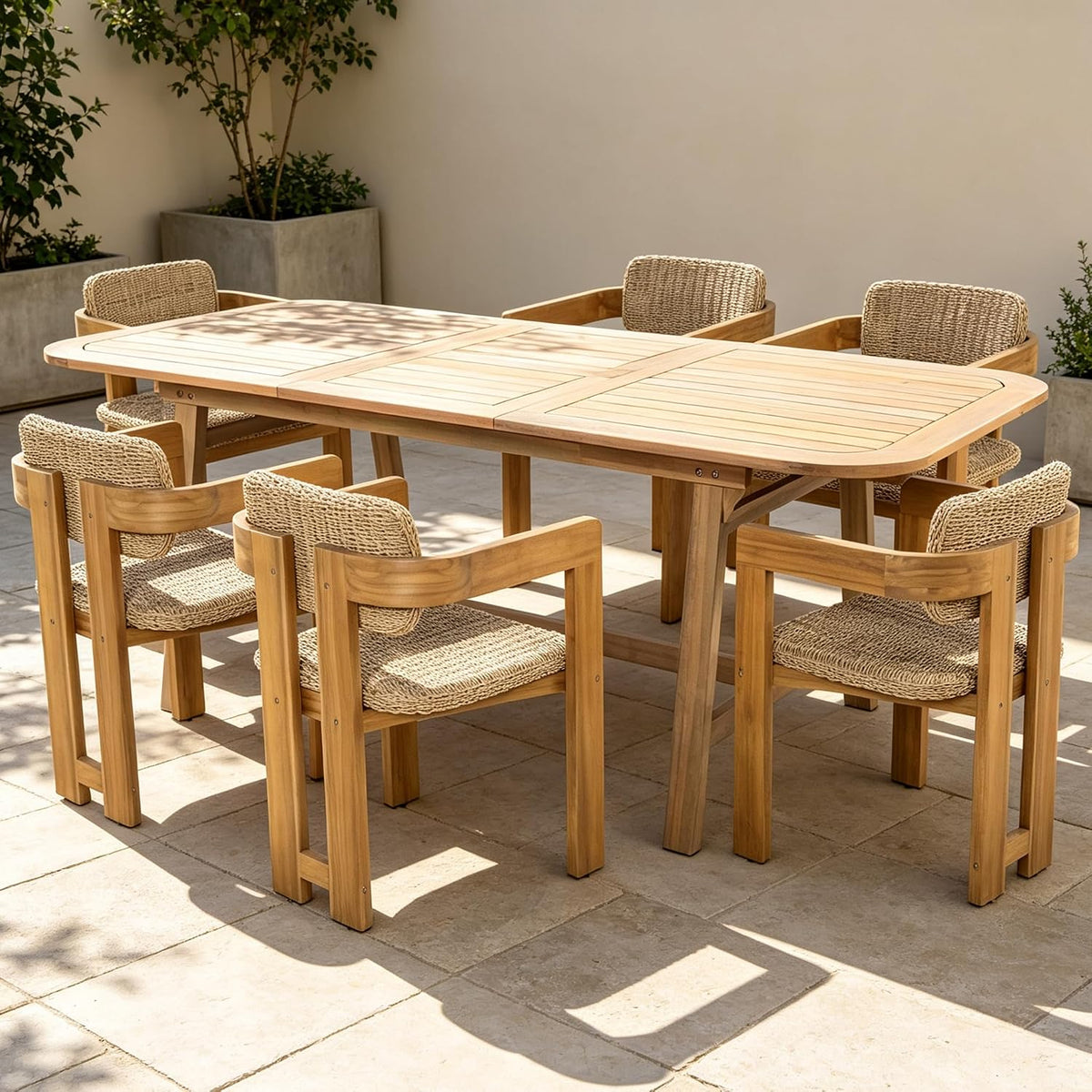 7‑Piece Extendable Acacia Patio Dining Set