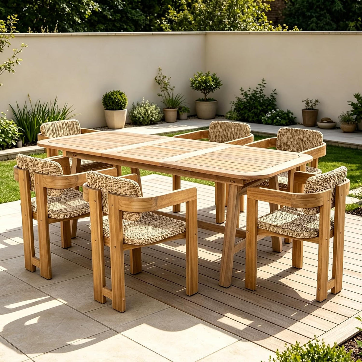 7‑Piece Extendable Acacia Patio Dining Set