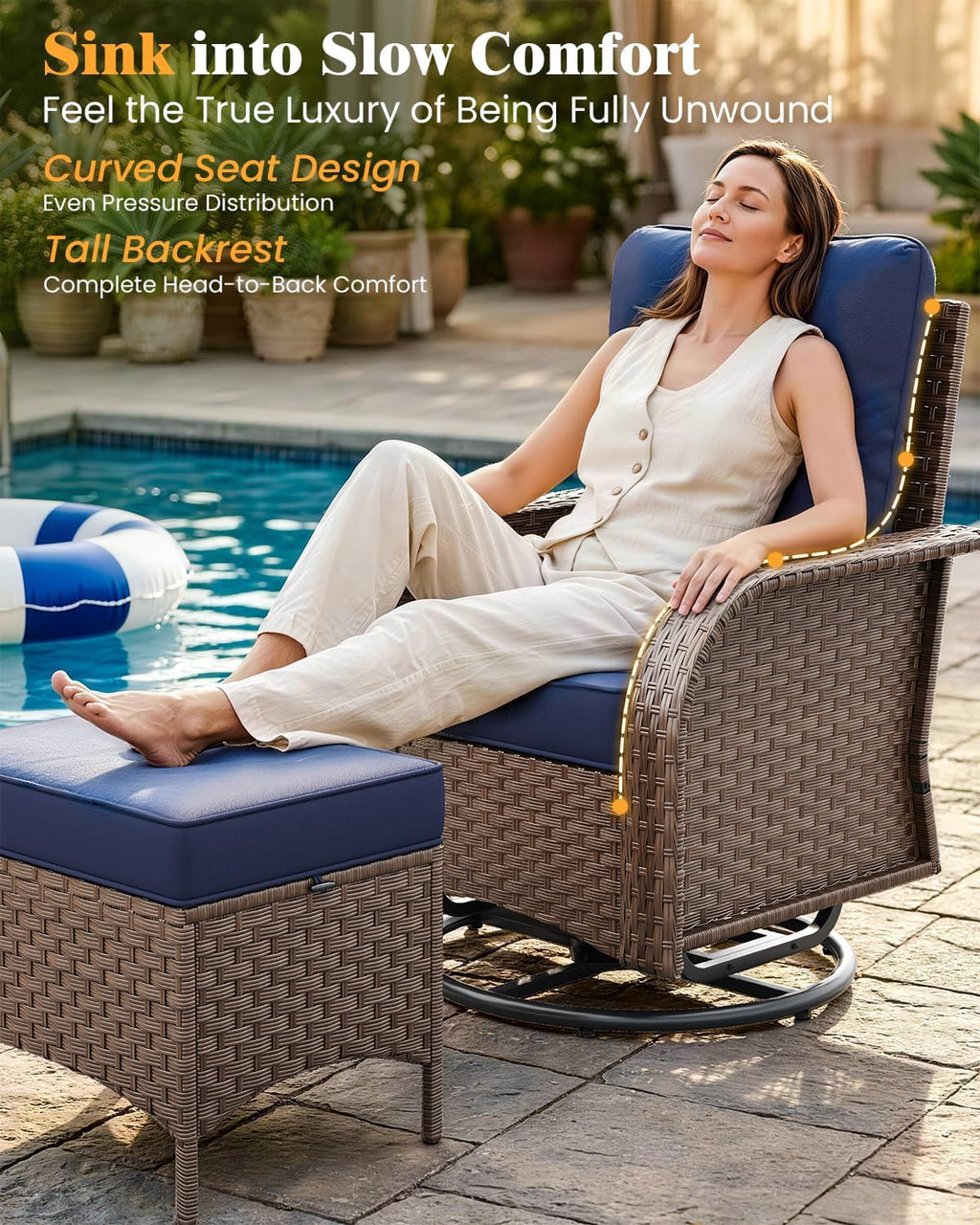 6‑Piece Wicker Swivel Rocker Patio Furniture Set