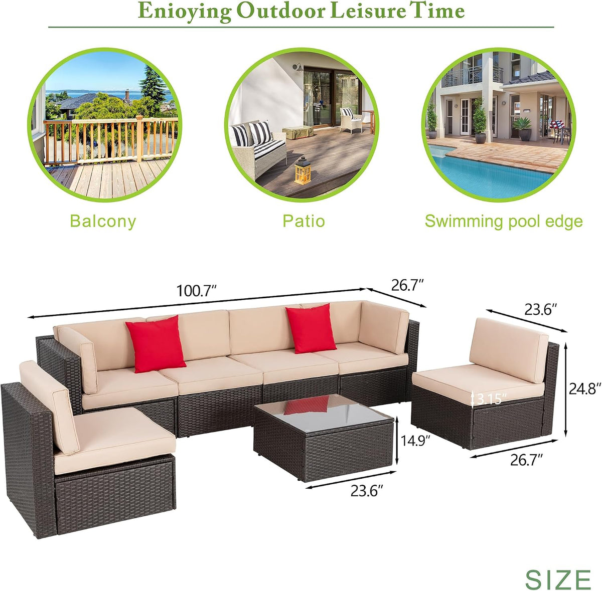 7‑Piece Outdoor Sectional Patio Set