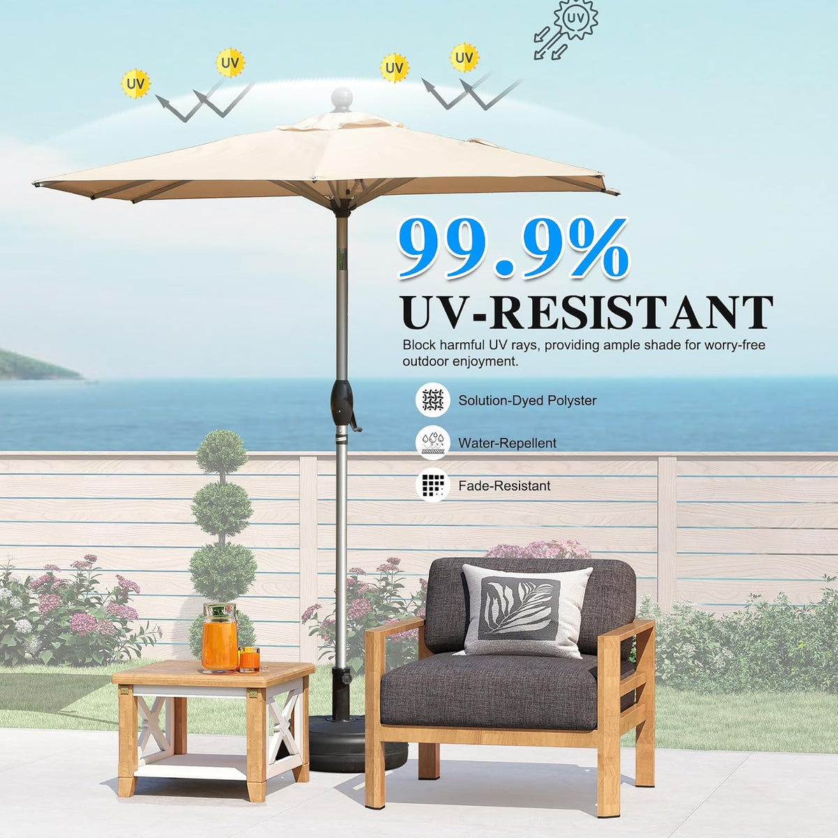 6'x4' Rectangular Aluminum Patio Umbrella