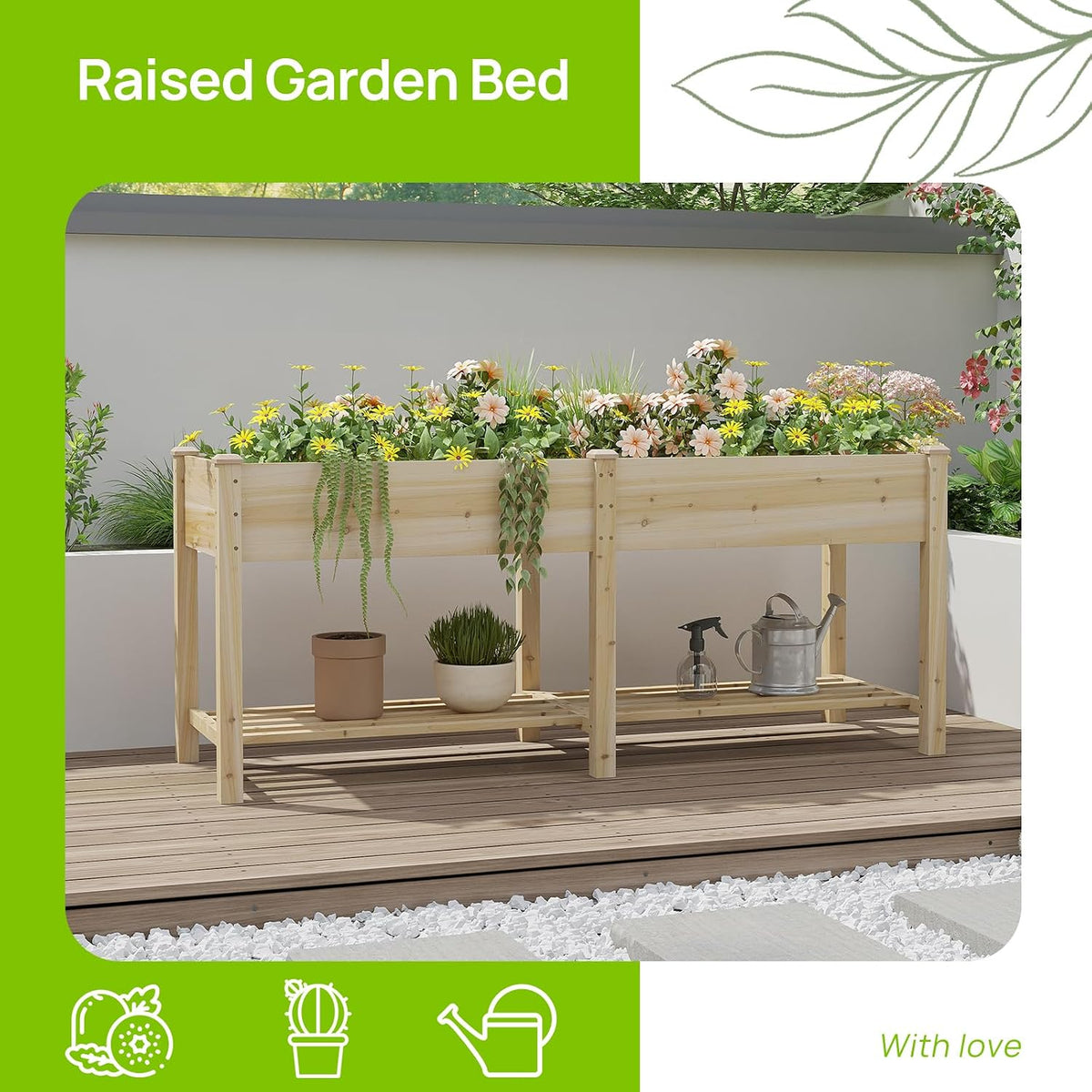 Wood Elevated Raised Garden Bed With Legs