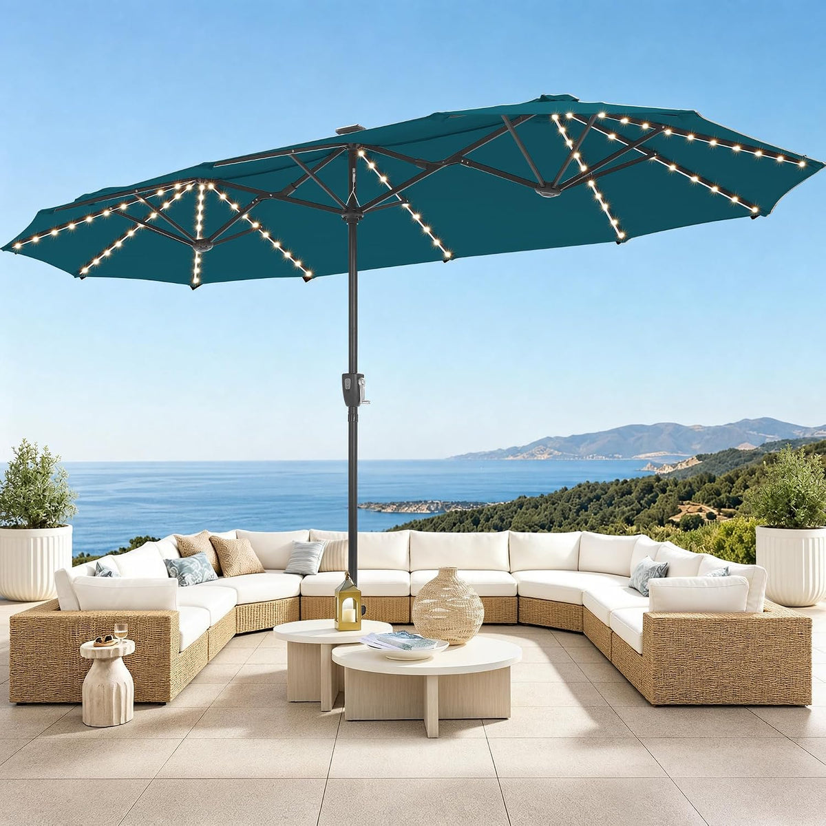 13FT Solar Color‑Changing Patio Umbrella
