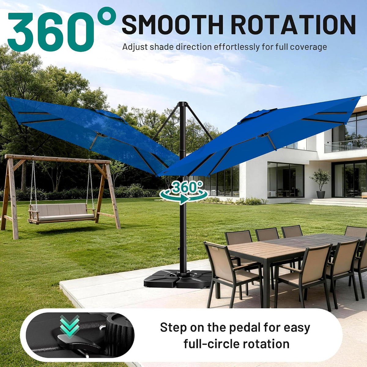 10'x13' 360° Rotating Cantilever Umbrella