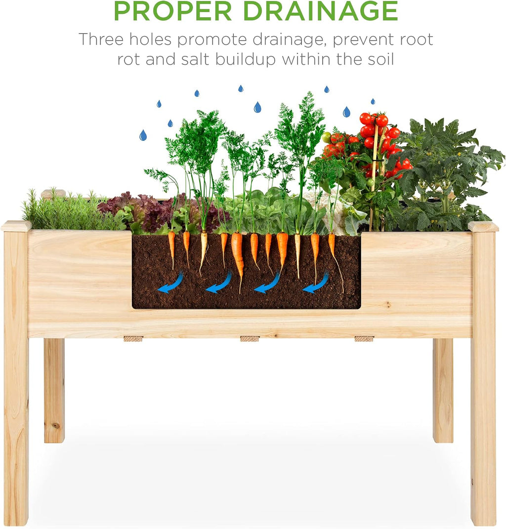 Elevated Wood Garden Bed With Liner