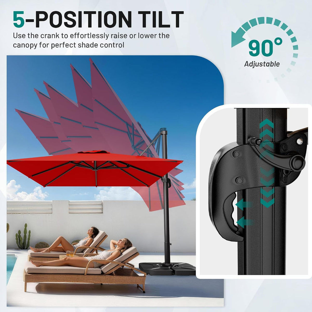 9'x12' 360° Rotating Cantilever Umbrella