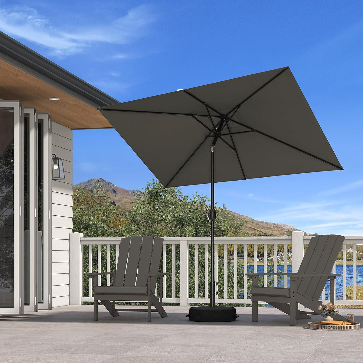 5'x8' Aluminum Patio Umbrella With Base
