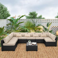 9‑Piece Khaki Wicker Patio Furniture Set