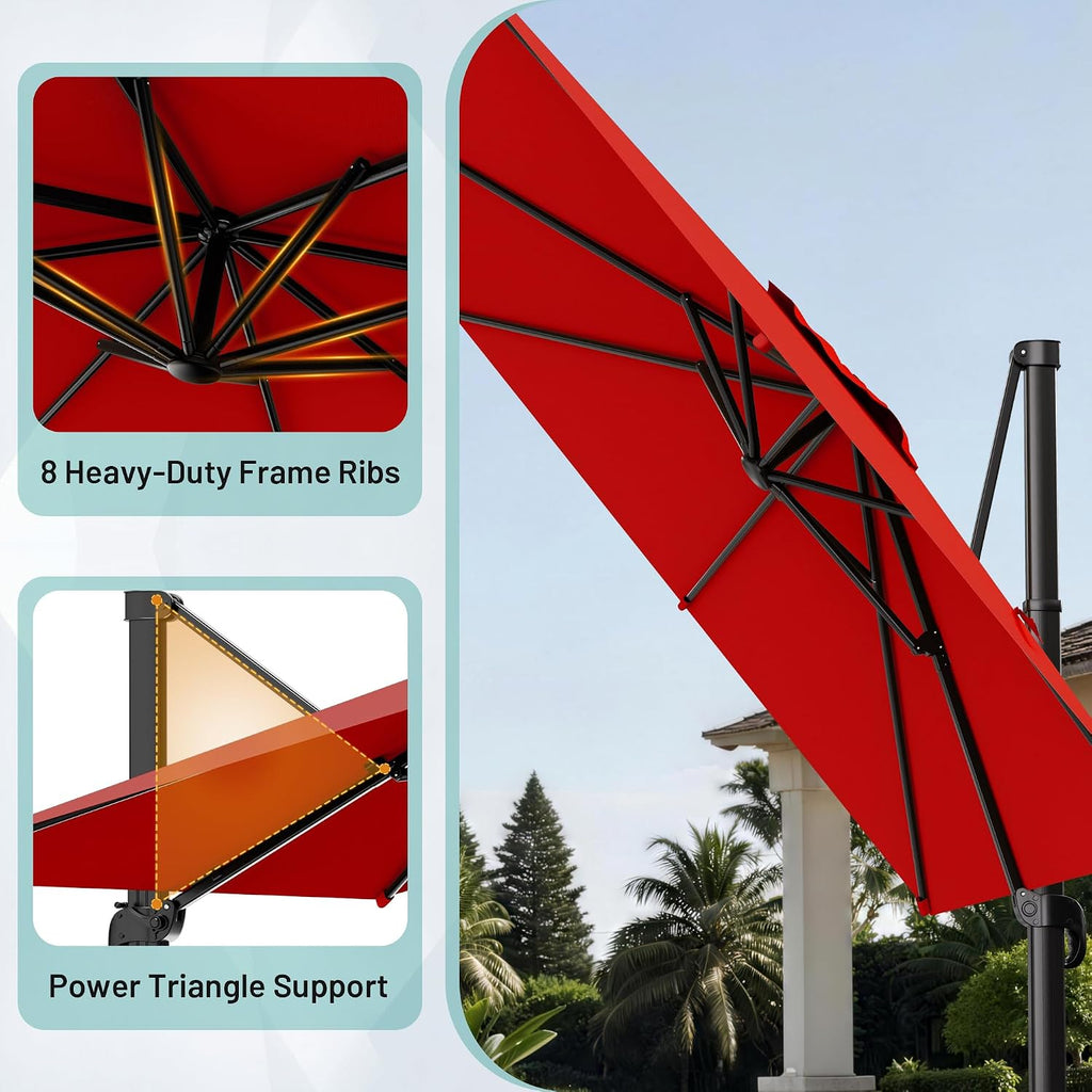 9'x12' 360° Rotating Cantilever Umbrella