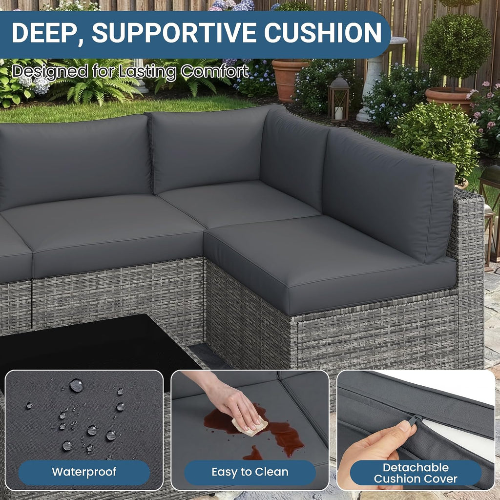 7‑Piece All‑Weather Wicker Patio Furniture Set