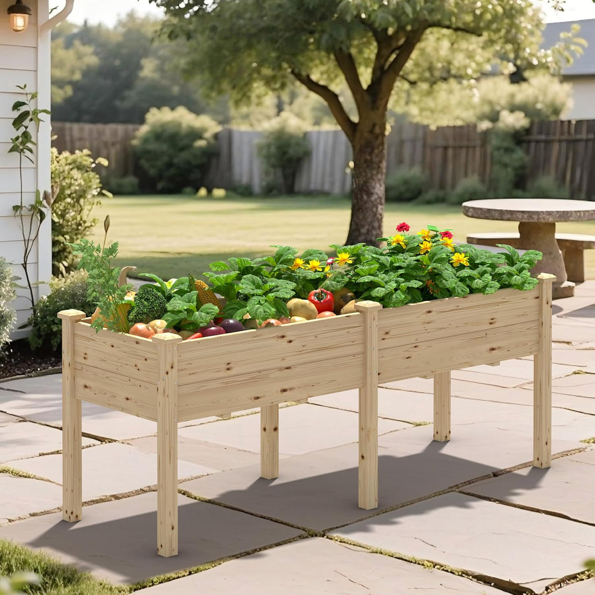 Elevated Wood Raised Garden Bed With Legs