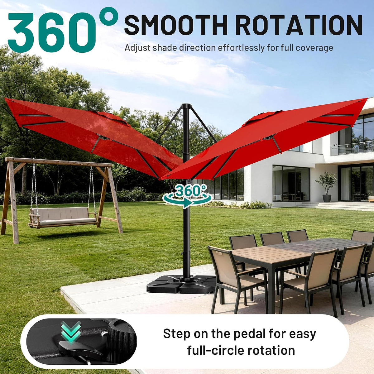 9'x12' 360° Rotating Cantilever Umbrella