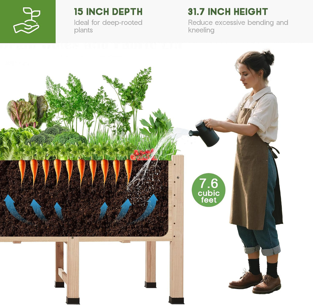 Elevated Wood Raised Garden Bed With Legs
