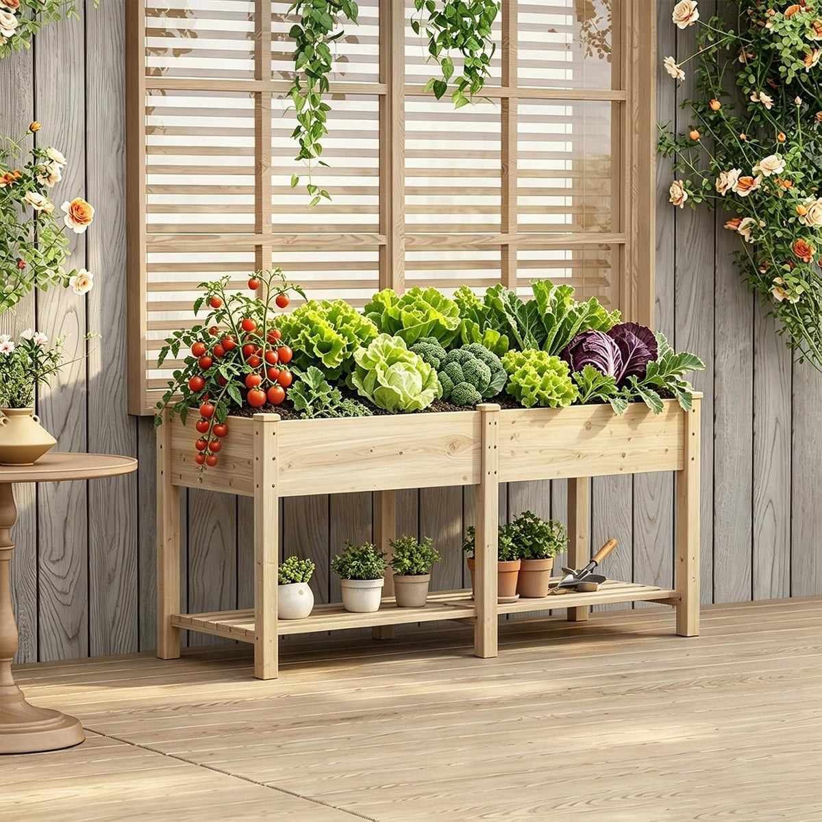 Wood Elevated Raised Garden Bed With Legs