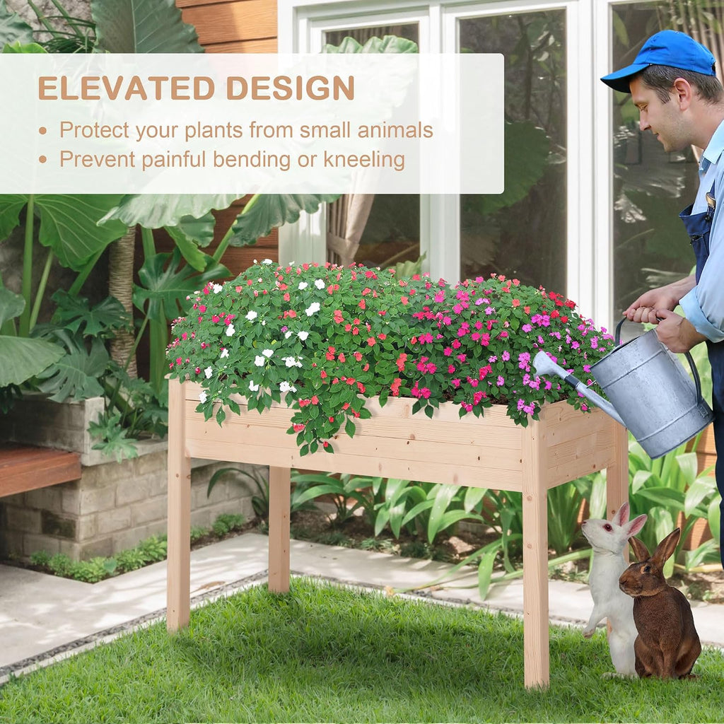 Elevated Wood Garden Bed With Liner