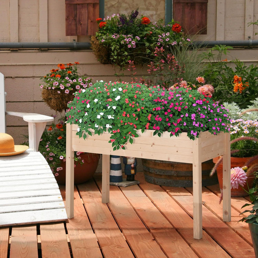 Elevated Wood Garden Bed With Liner