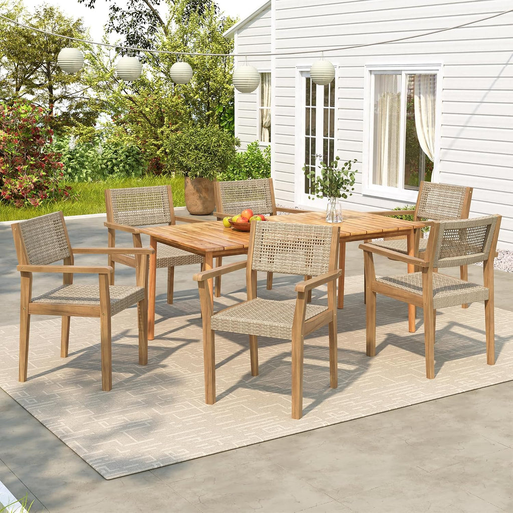7‑Piece Acacia Wood Patio Dining Set