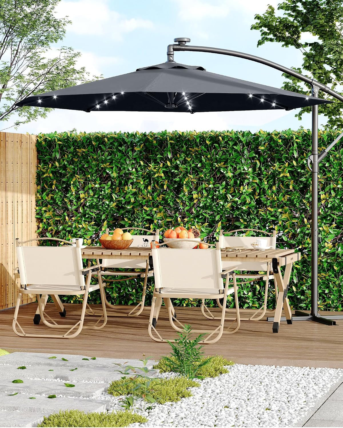 15FT Double‑Sided Solar LED Patio Umbrella