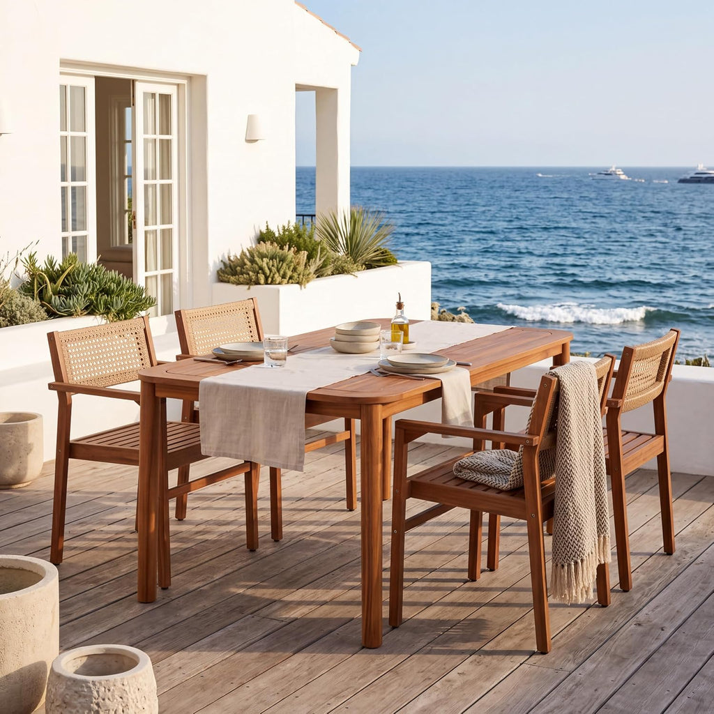 Knight Home Acacia Wood 4‑Piece Patio Dining Set