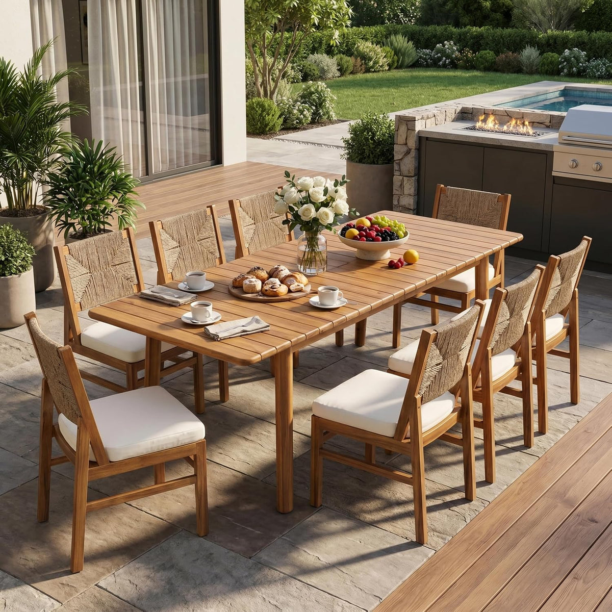 9‑Piece Extendable Acacia Patio Dining Set