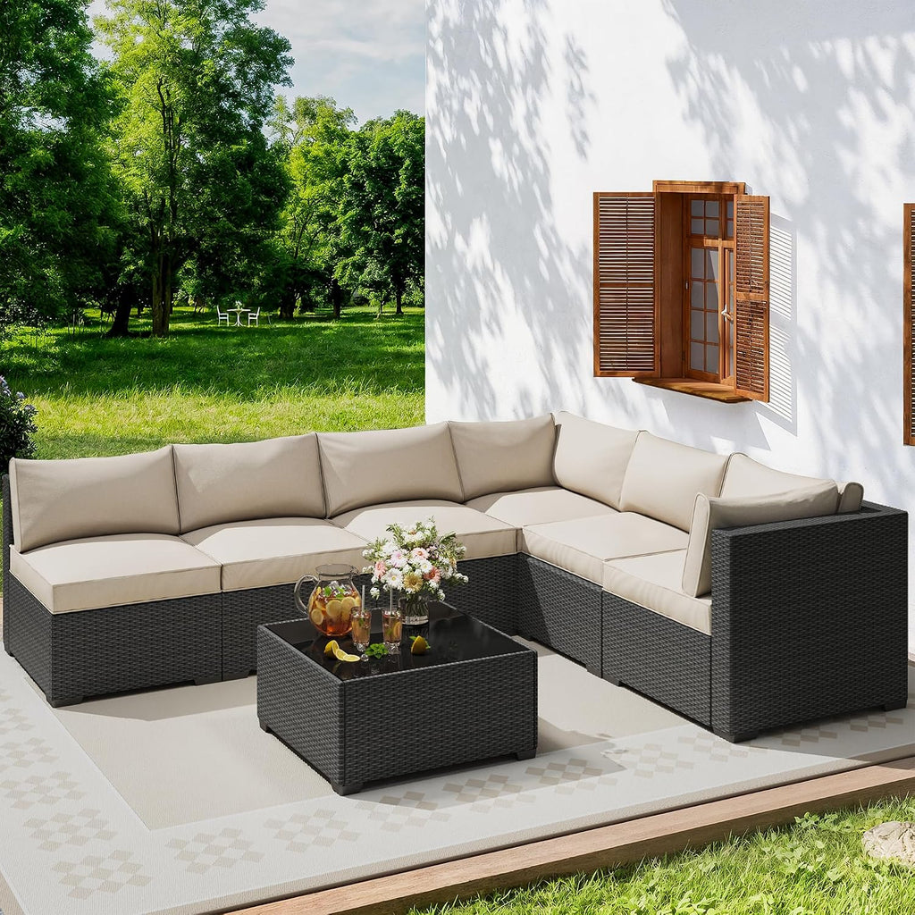 7‑Piece Modular Wicker Outdoor Sectional Set