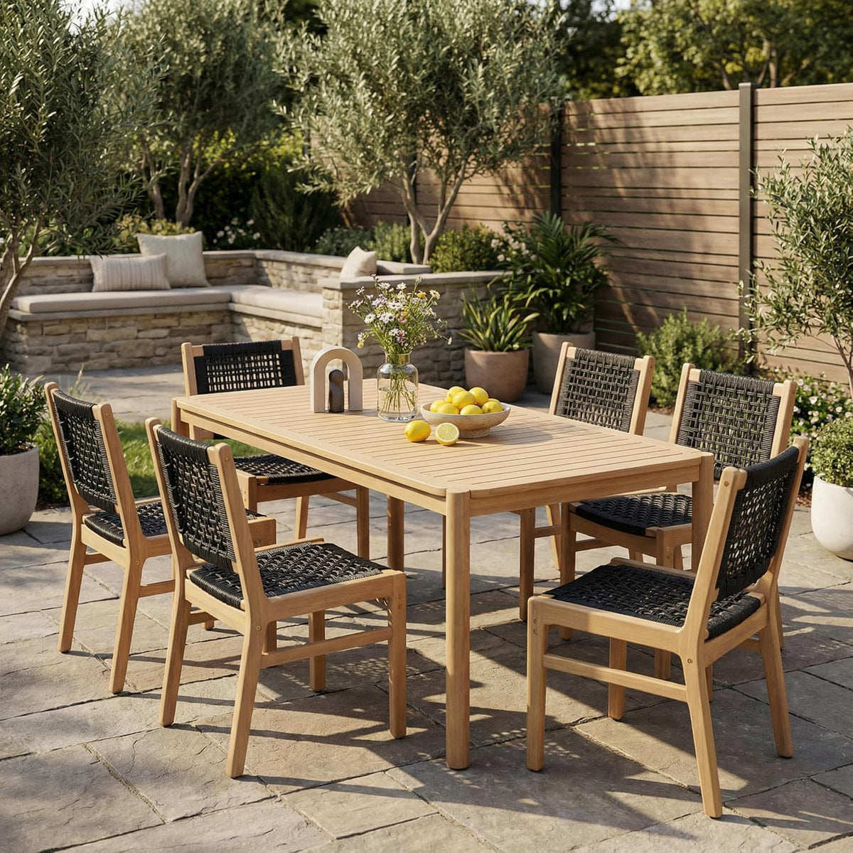 7‑Piece Acacia Wood Patio Dining Set