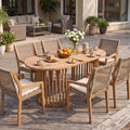 7‑Piece Light Teak Acacia Patio Dining Set